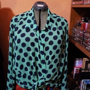 Long sleeve polka dot shirt